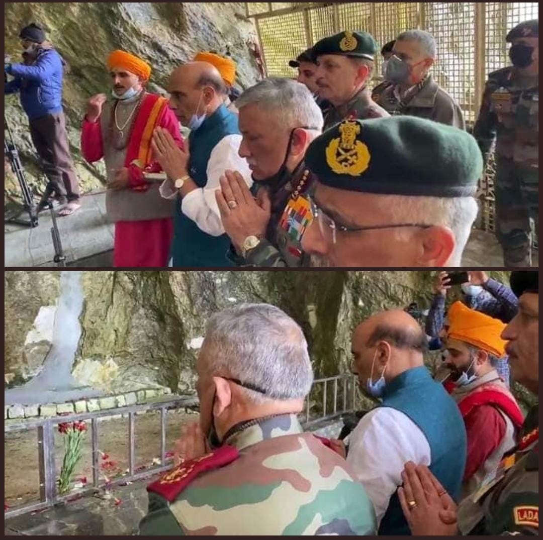 Defence Minister offers prayers at Amarnath Temple