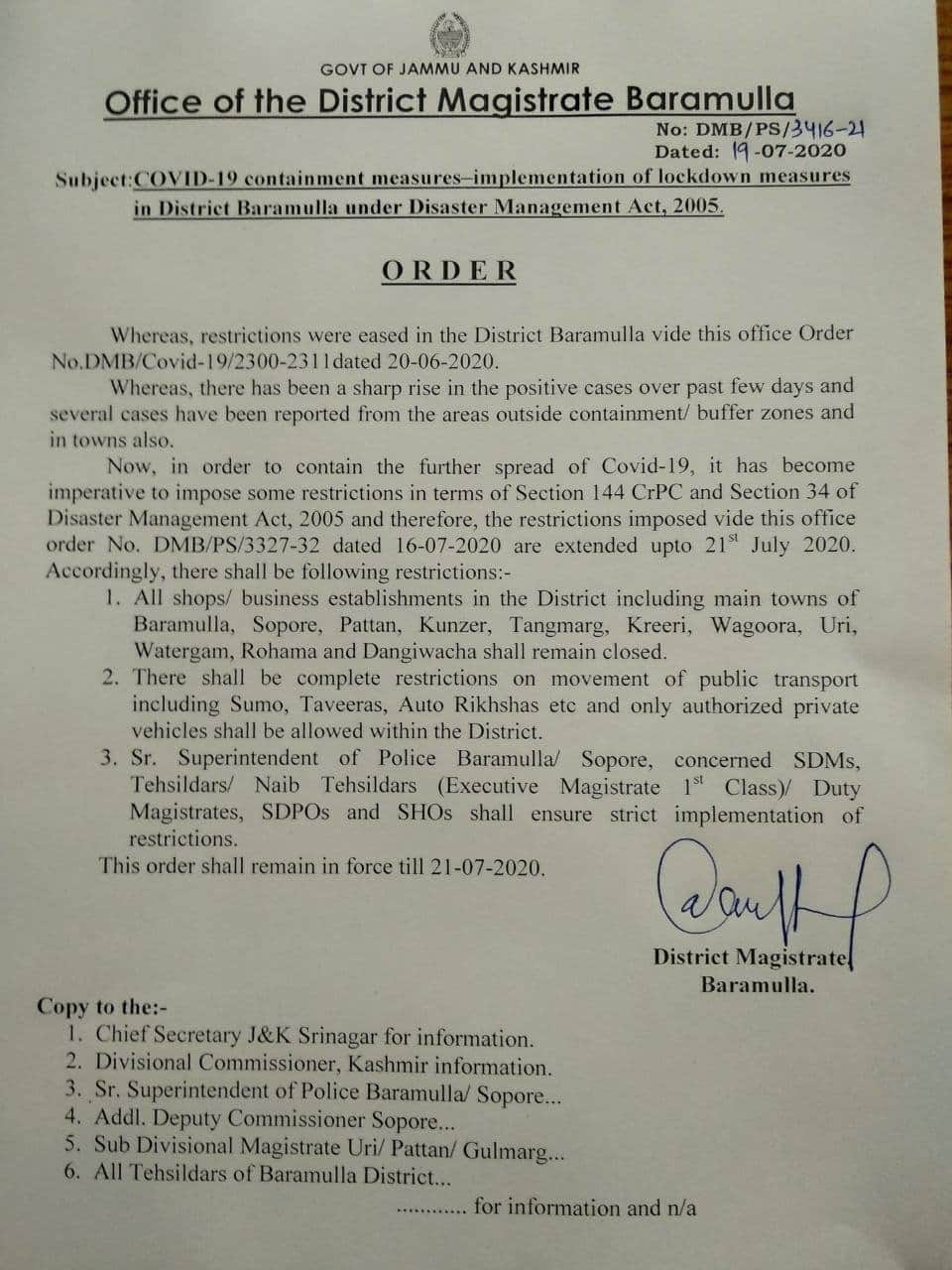 Spike in COVID-19 Cases, DC B’la Extends Lockdown for 2 More days