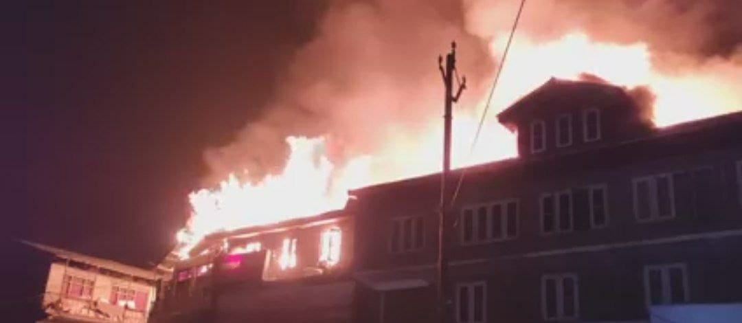Shops damaged in fire At Mehndi Kadal Anantnag