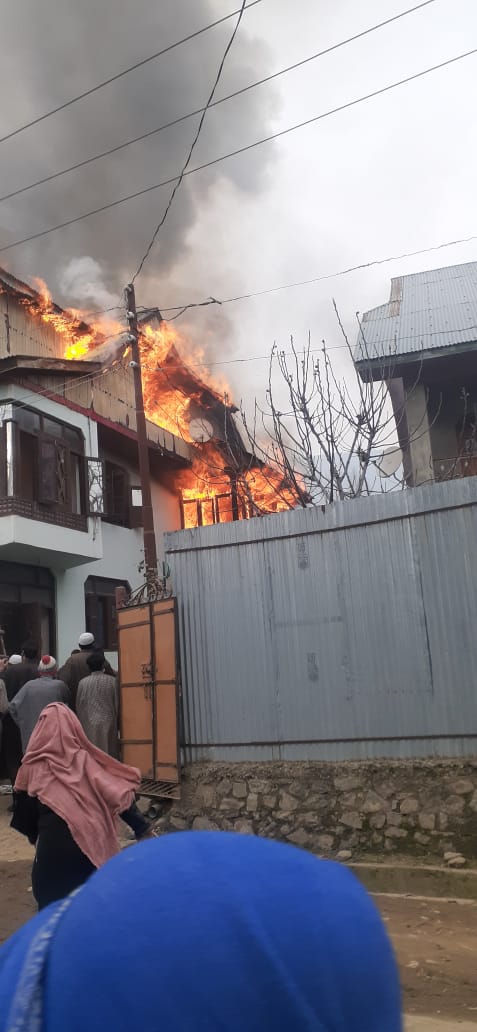 Residential House Damaged in Blaze in Kupwara Village