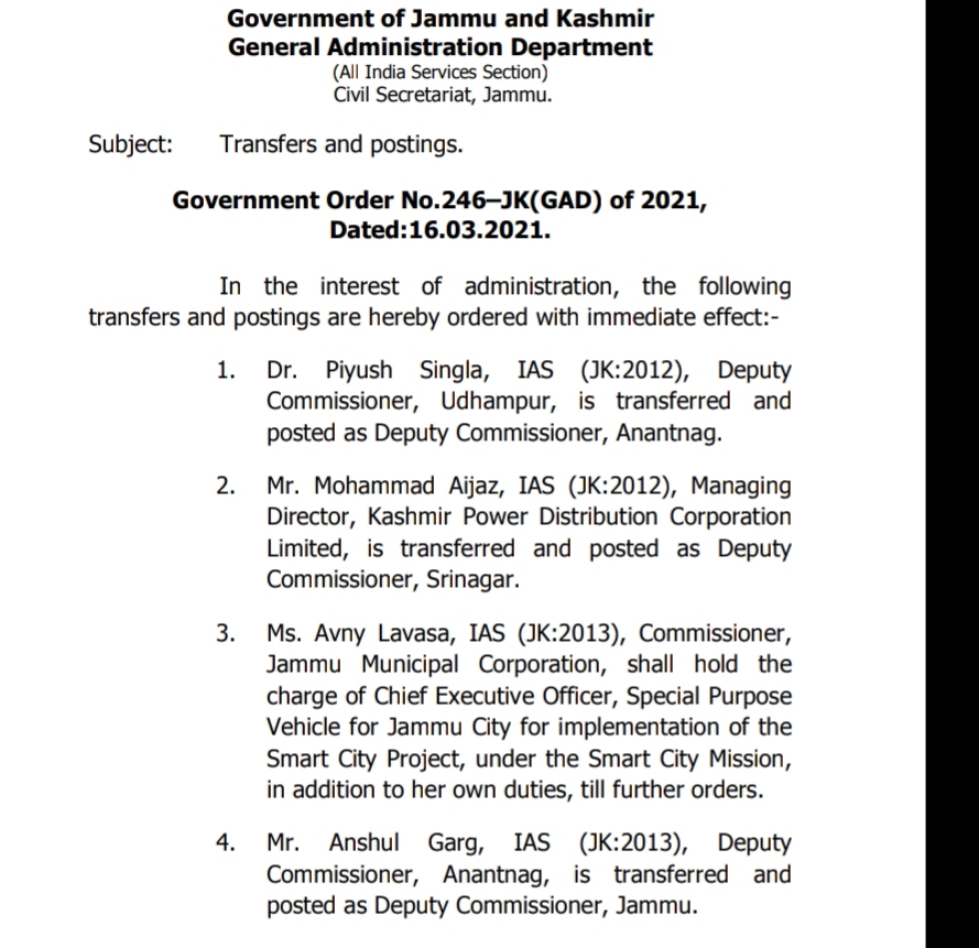 Major reshuffle in bureaucracy