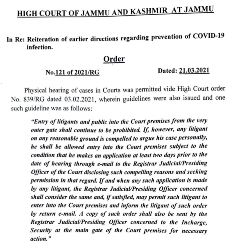 ‘Alarming Rise’ In Covid-19 Cases: CJ Orders Strict Compliance Of ‘No Public Entry’ In HC