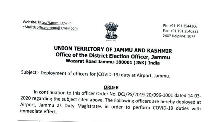3 KAS probationers deployed at Jammu Airport as duty magistrates for Covid-19