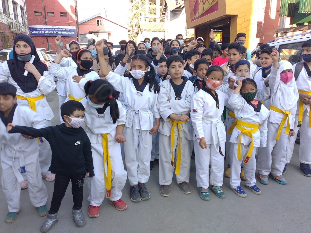 Taekwondo players protested at press colony demanding fair treatment