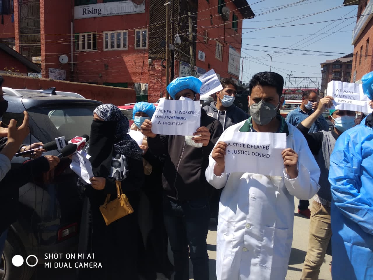 Employees engaged under HDF stage protest, demand release of 14 months salaries