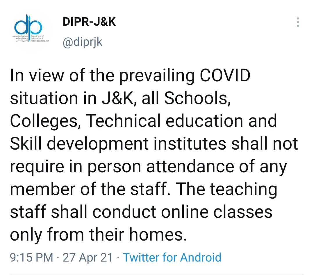 Govt orders teaching, non-teaching staff to work from home