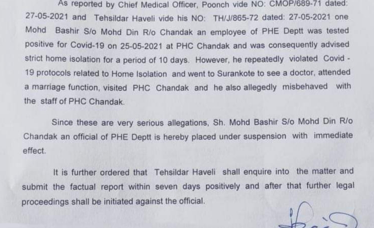 COVID Positive PHE Employee Suspended for Jumping Home Isolation