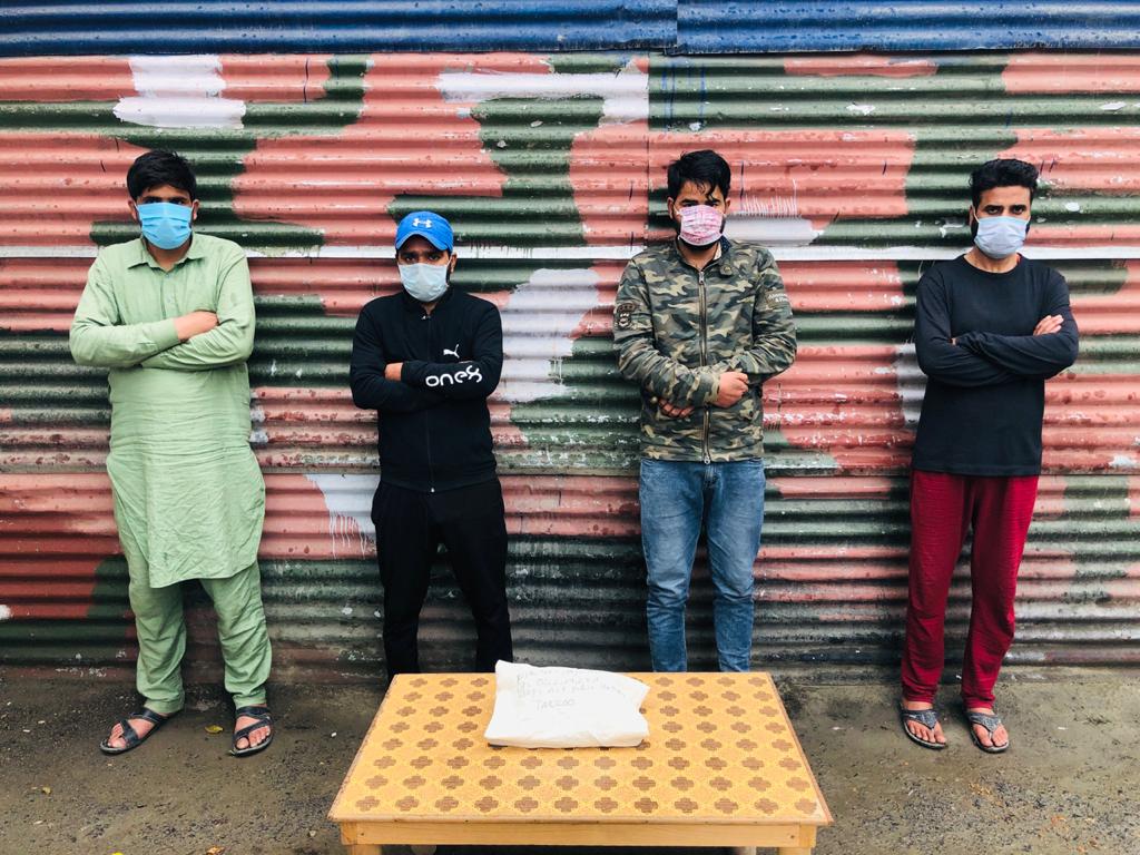Four chronic peddlers responsible for making youth addict to drugs arrested from North Kashmir’s Sopore