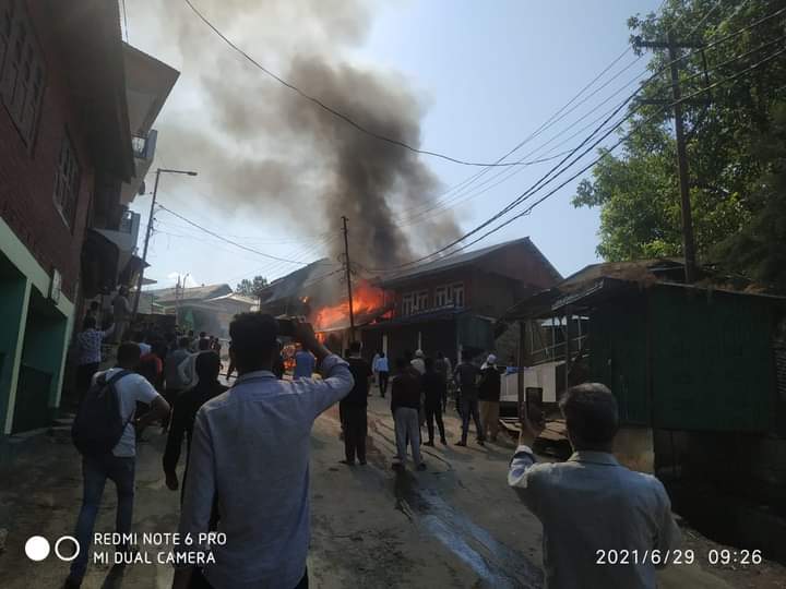 Several Shops Gutted In Massive Blaze In Anantnag’s Aishmuqam