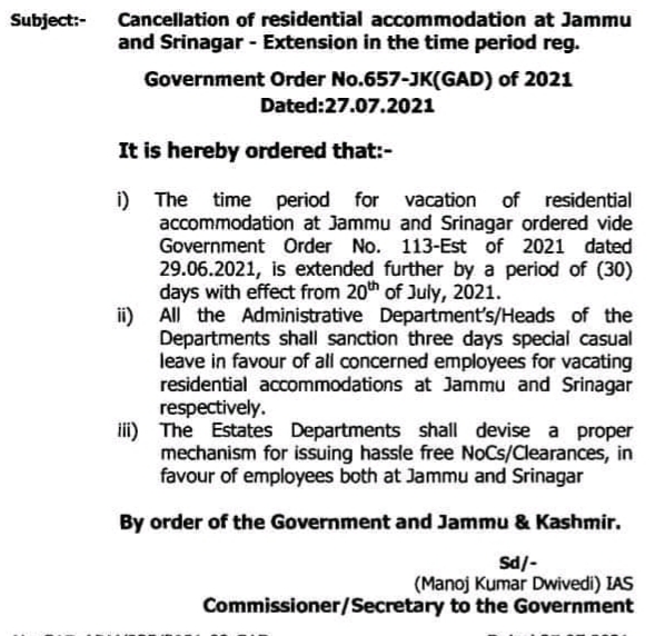 Darbar Move: Employees Given Time Till August 21 To Vacate Accommodation
