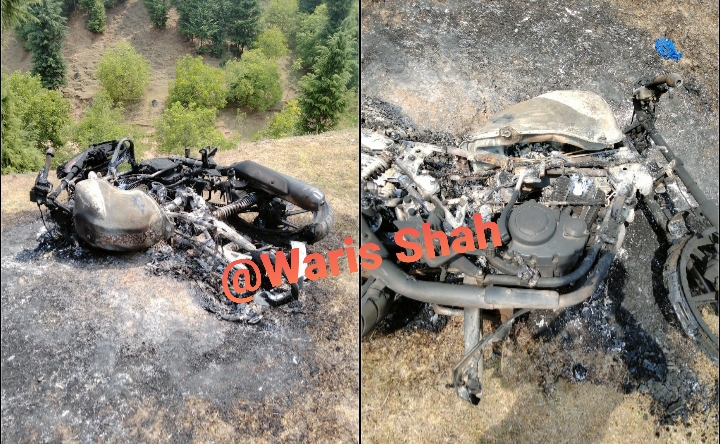 Unknown Persons Stole Bike of armyman ablaze in Pushroo Anantnag.