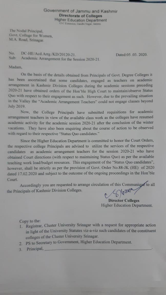 Jammu kashmir college contractual teachers Association , Dr mohd yousuf Nengroo