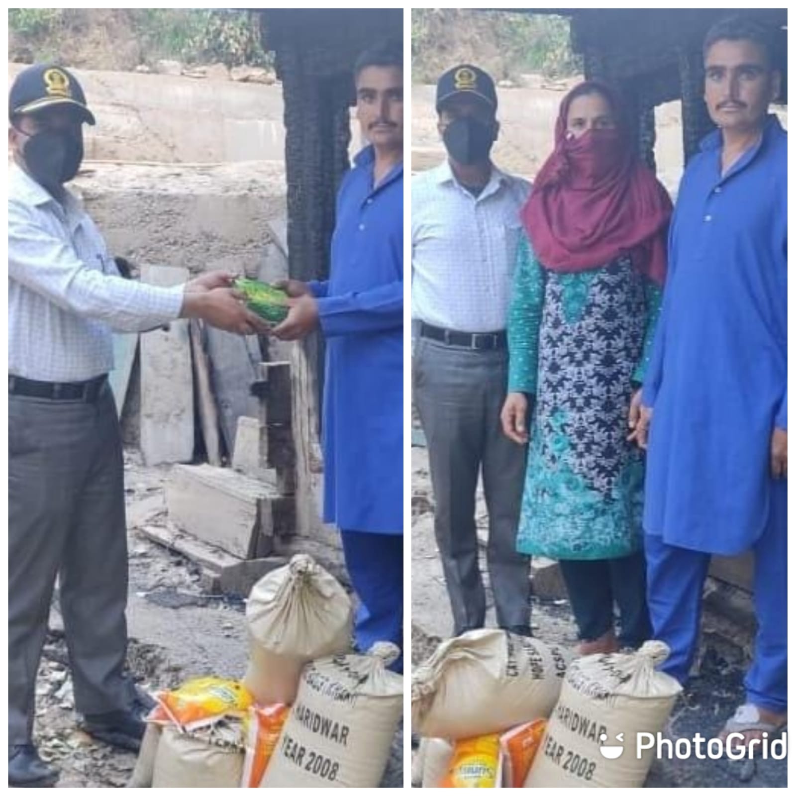 Kupwara Terriers Provides Ration to Family Halmatpora who lost all due to fire