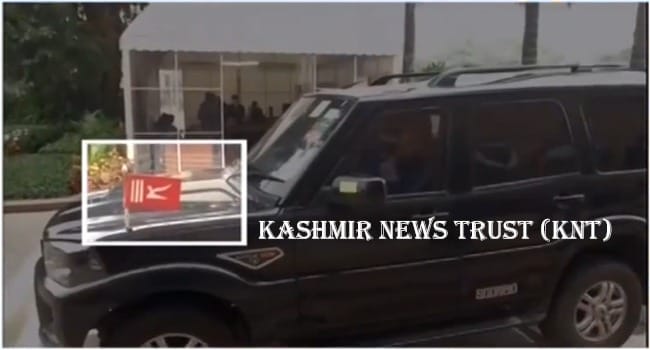 Farooq Abdullah arrives in Parliament with J&K Flag on his vehicle 