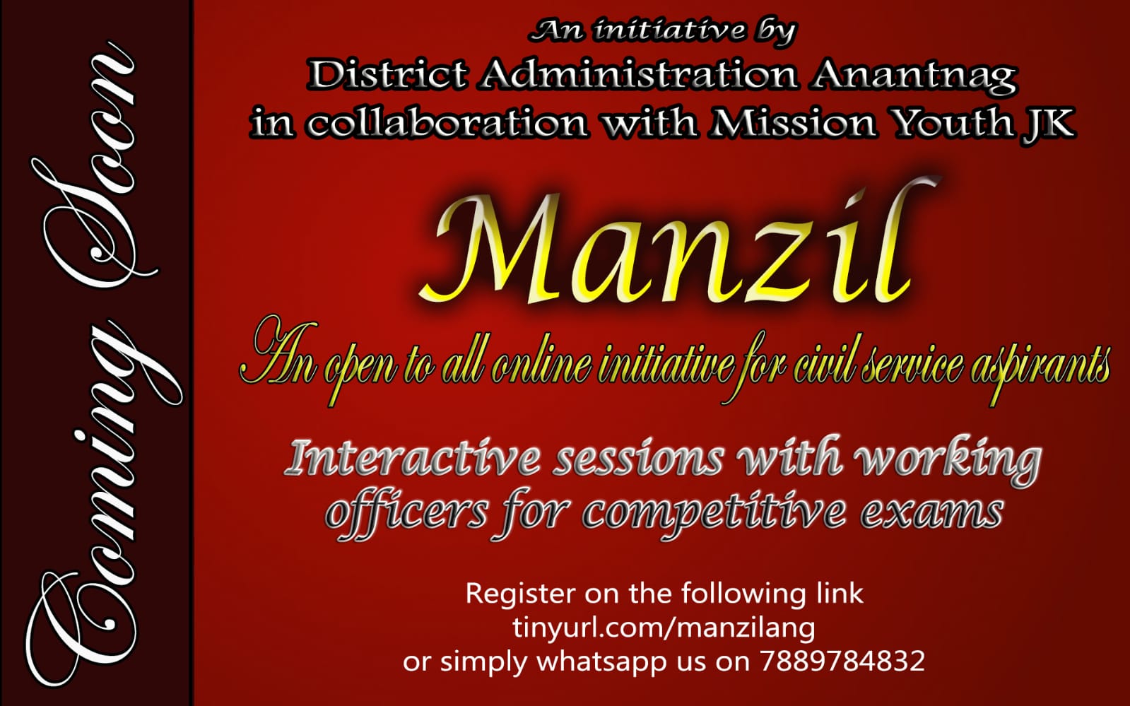 District Administration Anantnag launches project ‘Manzil’     An open online initiative for all civil service aspirants