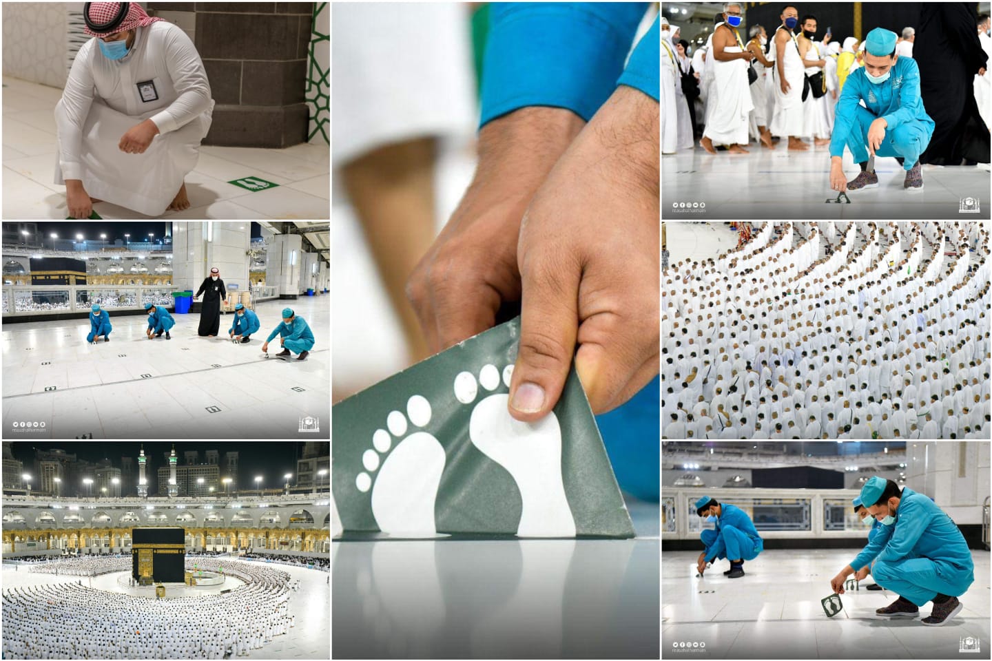Social distancing stickers removed from all over Grand Mosque, Prophet’s Mosque