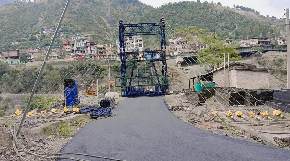 Panel launching started on Bailey suspension bridge over Chenab in Ramban