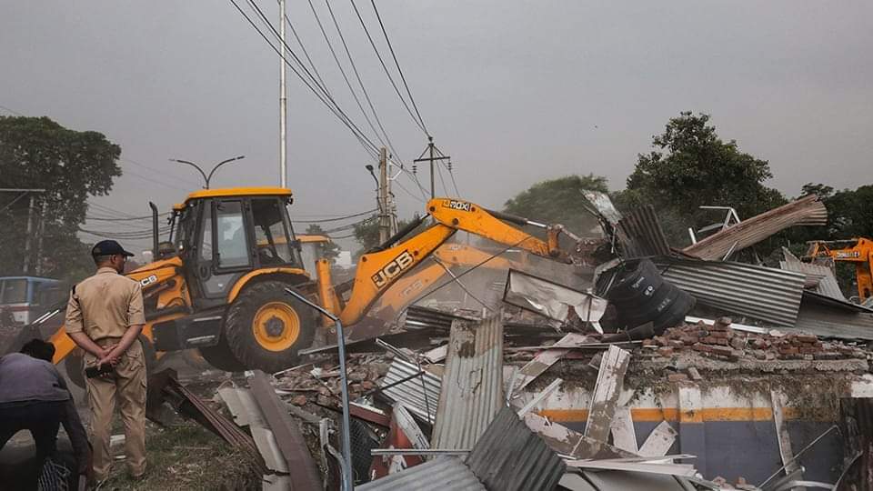 Darul Uloom building, where 2 Miltants were killed last year, demolished in Pulwama