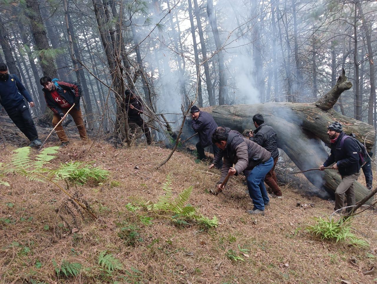 Dry spell triggers massive forest fire in Kulgam