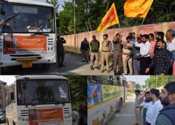 DC Budgam along with SSP Budgam flags off Mata Kheer Bhawani Yatra 2024 from Pandit Colony Sheikhpora towards Tulmulla.