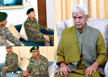Lieutenant Governor Reviews Security Scenario with Army Chief and Army Commander, Northern Command