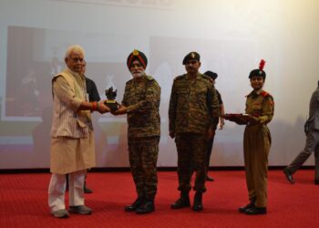 LG Manoj Sinha Visits Special National Integration Camp at Badami Bagh Cantonment, Srinagar